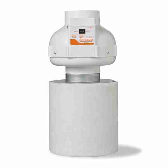 G-Tools 125mm 2-Speed Inline Fan + Prima Klima Eco Carbon Filter Set - 400 m³/h