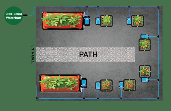 AutoPot Watering System for 8x6 Greenhouse - 2x Tray2Grow & 6 15L 1Pot Module